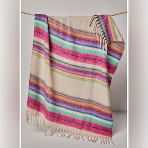 Free People Skye Stripe Blanket 60x51 with Tassel Trim New with Tags